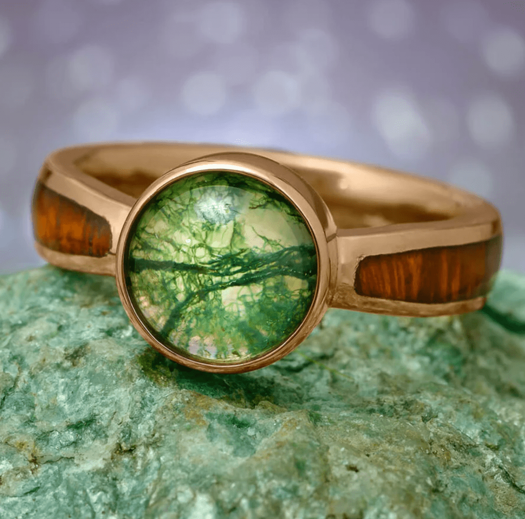 Moss Agate Engagement Rings